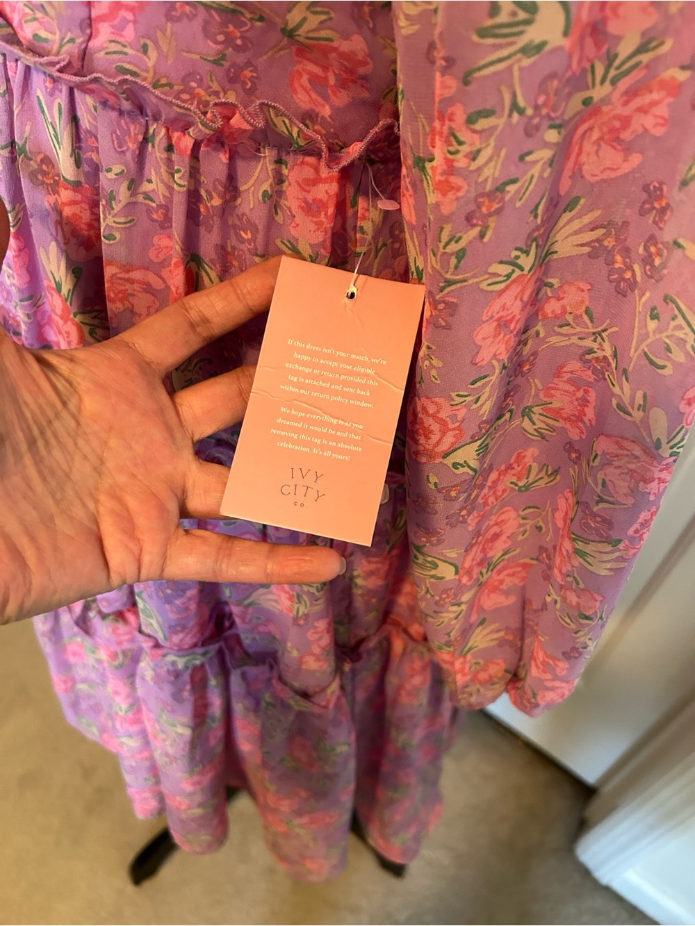 Ivy City Co Lydia Midi Tiered Dress in Pink Floral - Picture 9 of 14